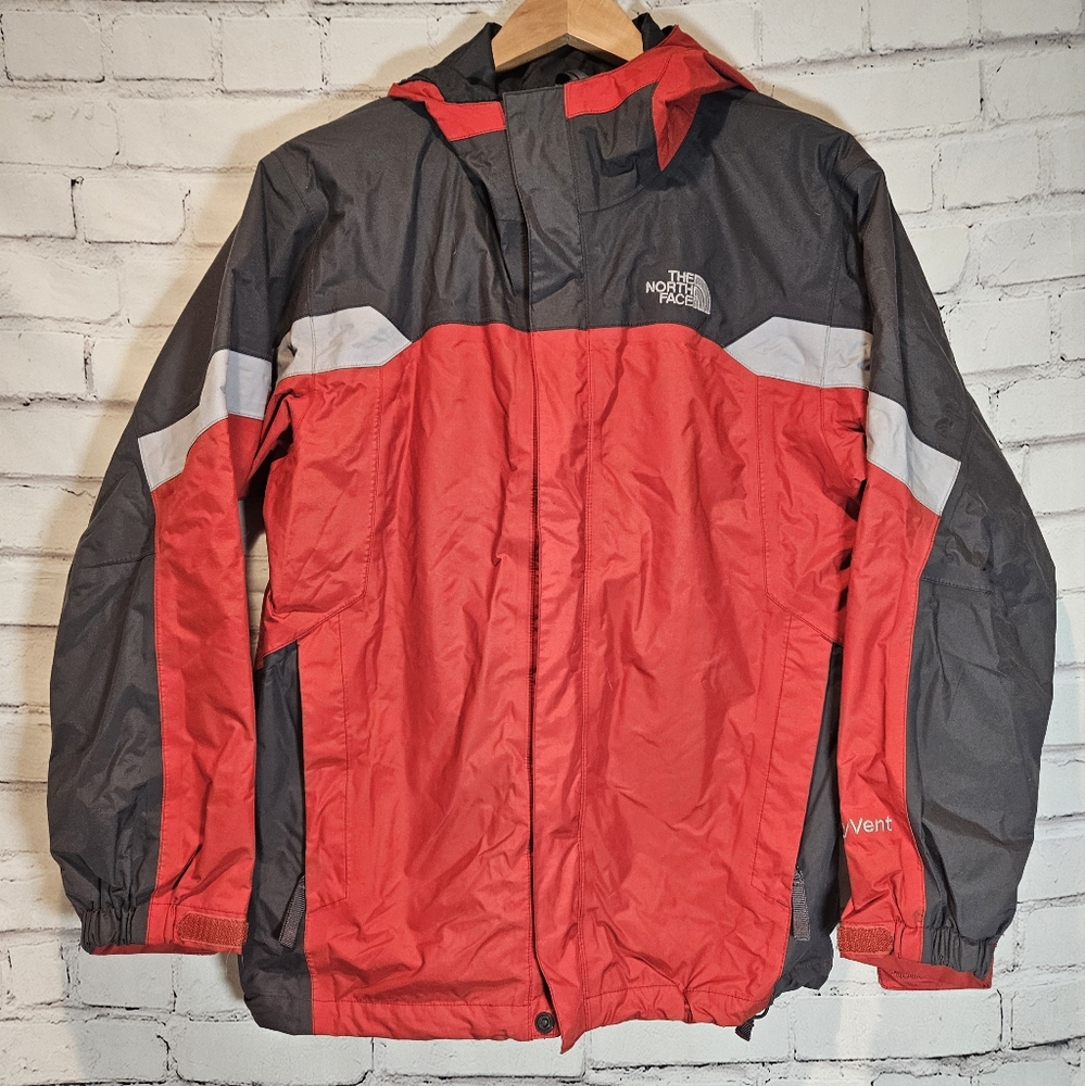 The North Face Boys Gray Red Hyvent Ski Jacket Size XL
